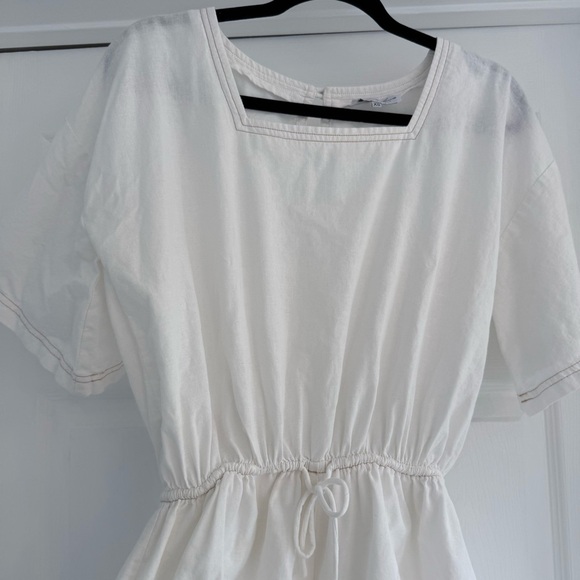 SABO SKIRT White Cotton Linen Contrast Stitch Tie Waist Romper Playsuit … - Picture 6 of 10